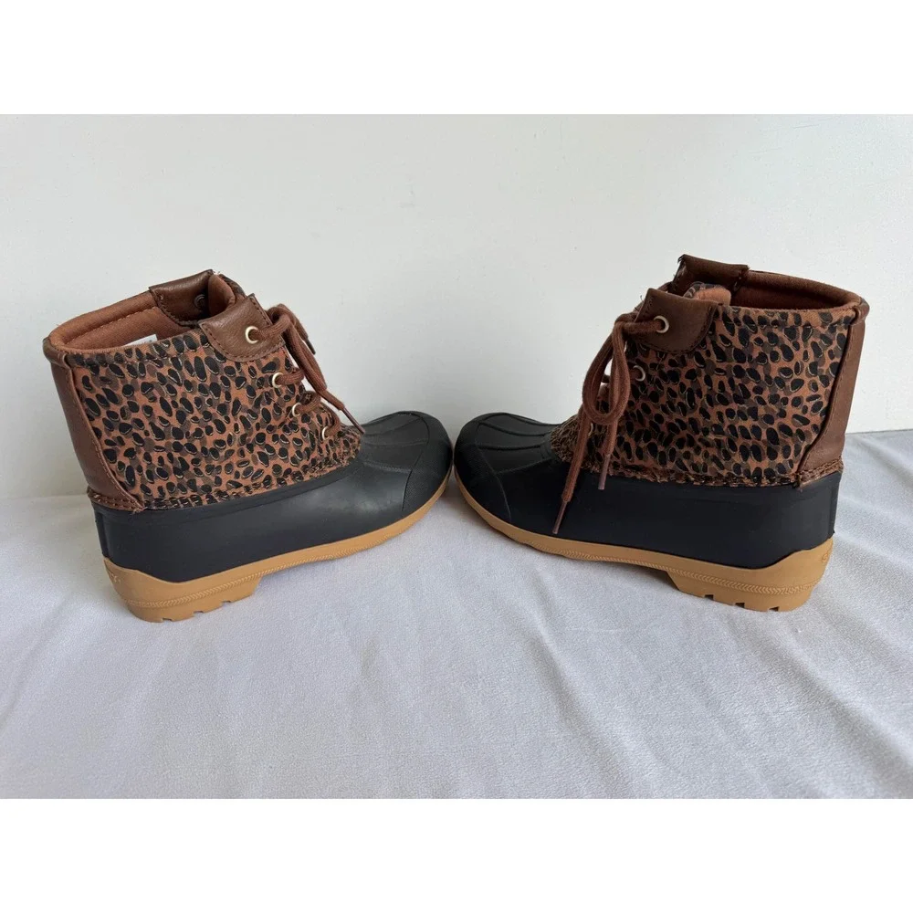 Sperry Saltwater Duck Boots Kids 3M Leopard Rain Brown Black waterproof snow ski